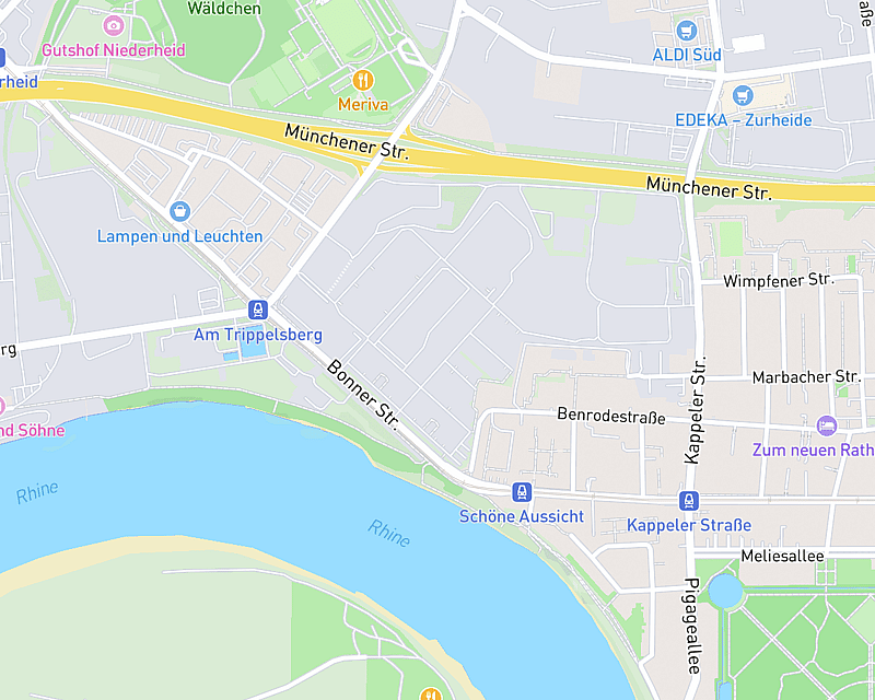 Eine Karte, die den Standort von AniCura Tierarztpraxis Benrath zeigt