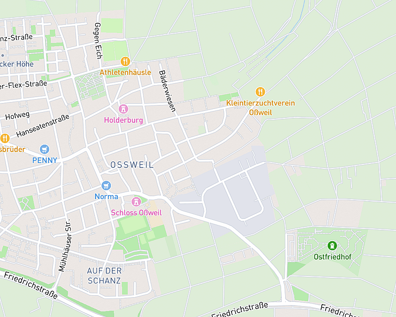Eine Karte, die den Standort von AniCura Ludwigsburg Ossweil zeigt