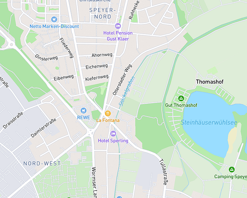 Eine Karte, die den Standort von AniCura Kleintierzentrum Speyer zeigt