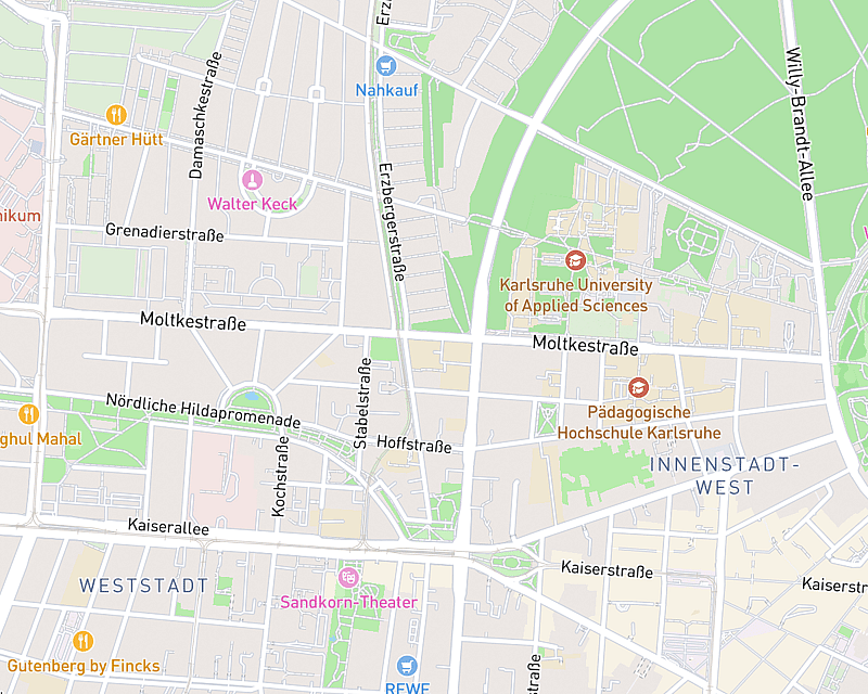 Eine Karte, die den Standort von AniCura Karlsruhe zeigt