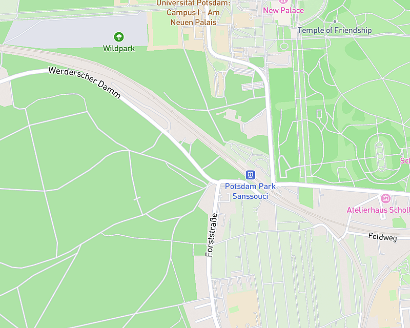 Eine Karte, die den Standort von AniCura Potsdam zeigt