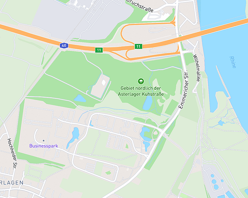 Eine Karte, die den Standort von Kleintierzentrum AniCura Duisburg-Asterlagen zeigt