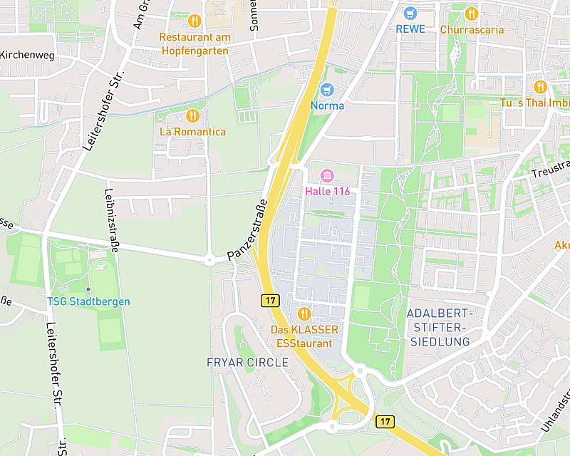 Eine Karte, die den Standort von AniCura Kleintierspezialisten Augsburg zeigt