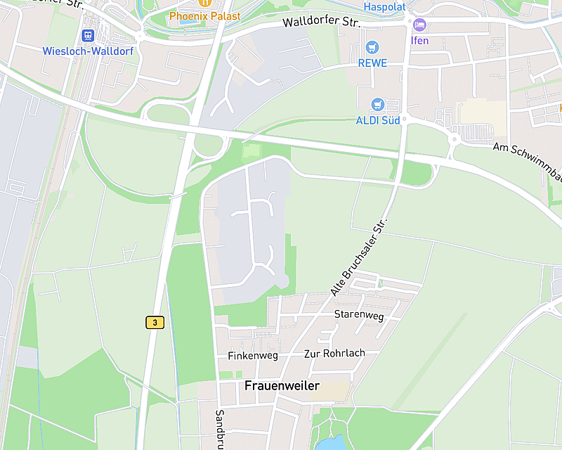 Eine Karte, die den Standort von AniCura Fachtierarztpraxis Am Sandpfad Wiesloch zeigt