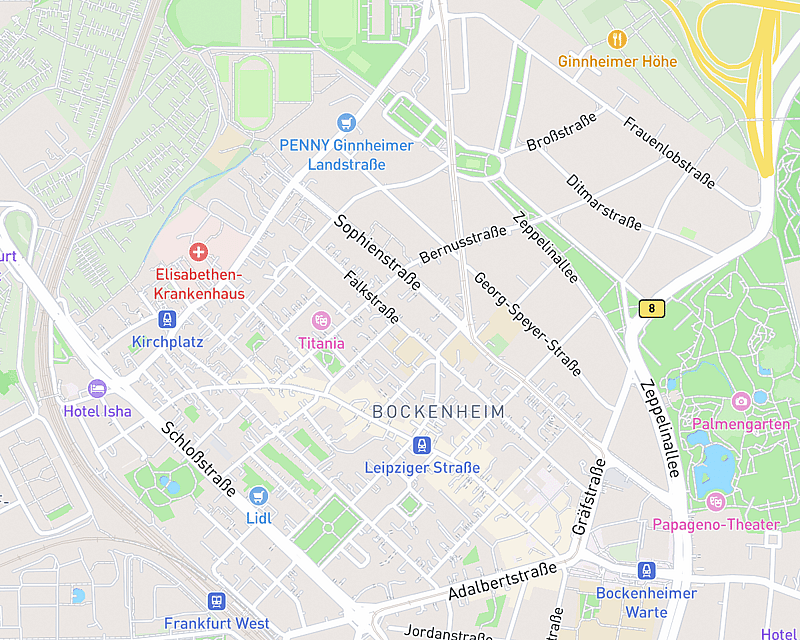 Eine Karte, die den Standort von AniCura Frankfurt zeigt