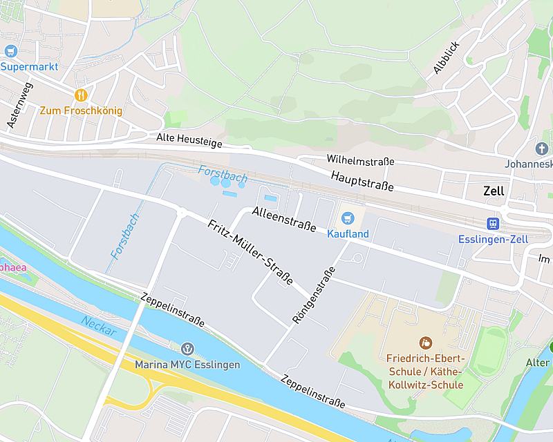 Eine Karte, die den Standort von AniCura Kleintierzentrum Neckarwiesen zeigt