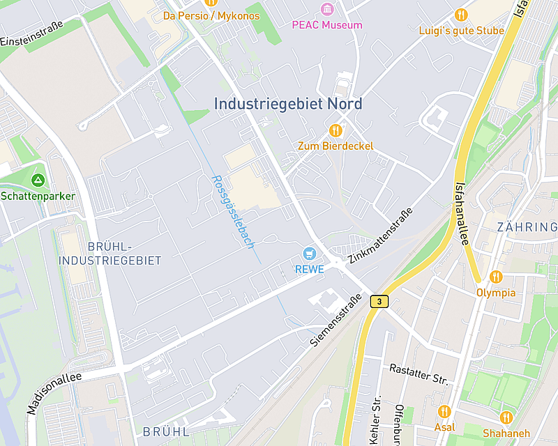 Eine Karte, die den Standort von Tierärztliches Labor Freiburg zeigt