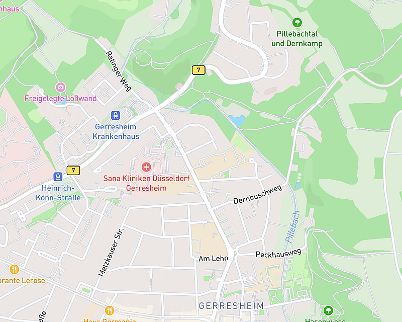 Eine Karte, die den Standort von AniCura Gerresheim Fidelios zeigt