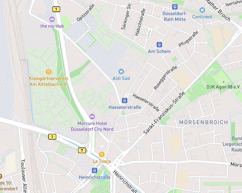A map displaying the location of AniCura Tierklinik Düsseldorf