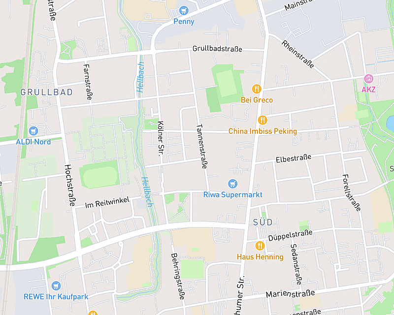 Eine Karte, die den Standort von Tiergesundheitszentrum am Bürgerhaus Süd zeigt