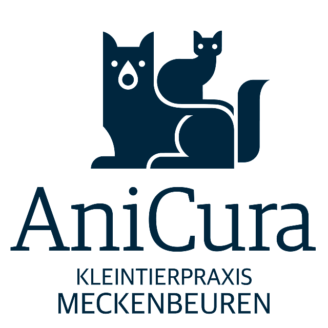 Ein Logo mit blauem Text.